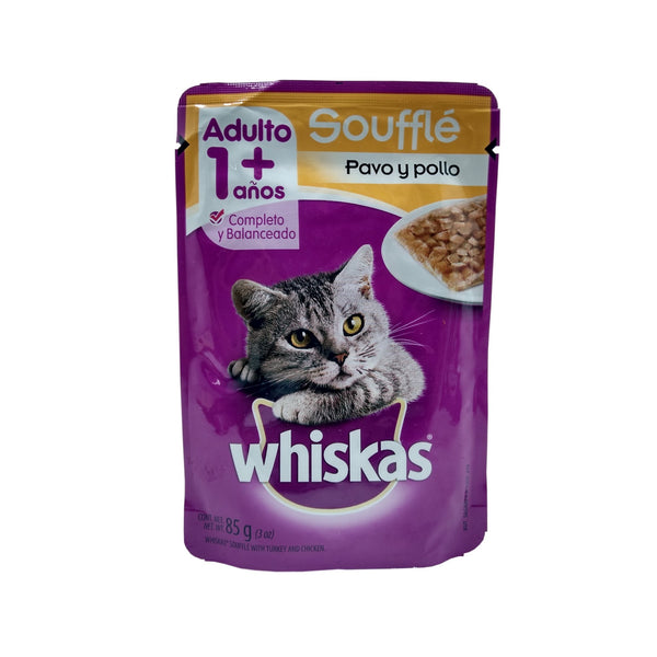 WHISKAS SOUFFLE PAVO Y POLLO ADULTO 85G