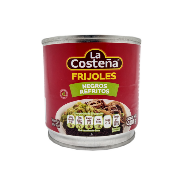 FRIJOLES LA COSTEÑA NEGROS REFRITOS 400G