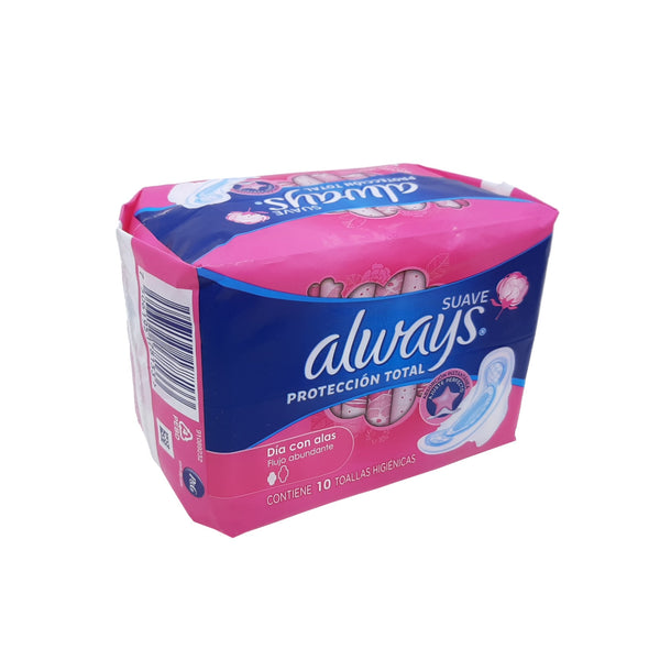 TOALLAS ALWAYS SUAVE FLUJO ABUNDANTE 10PZ